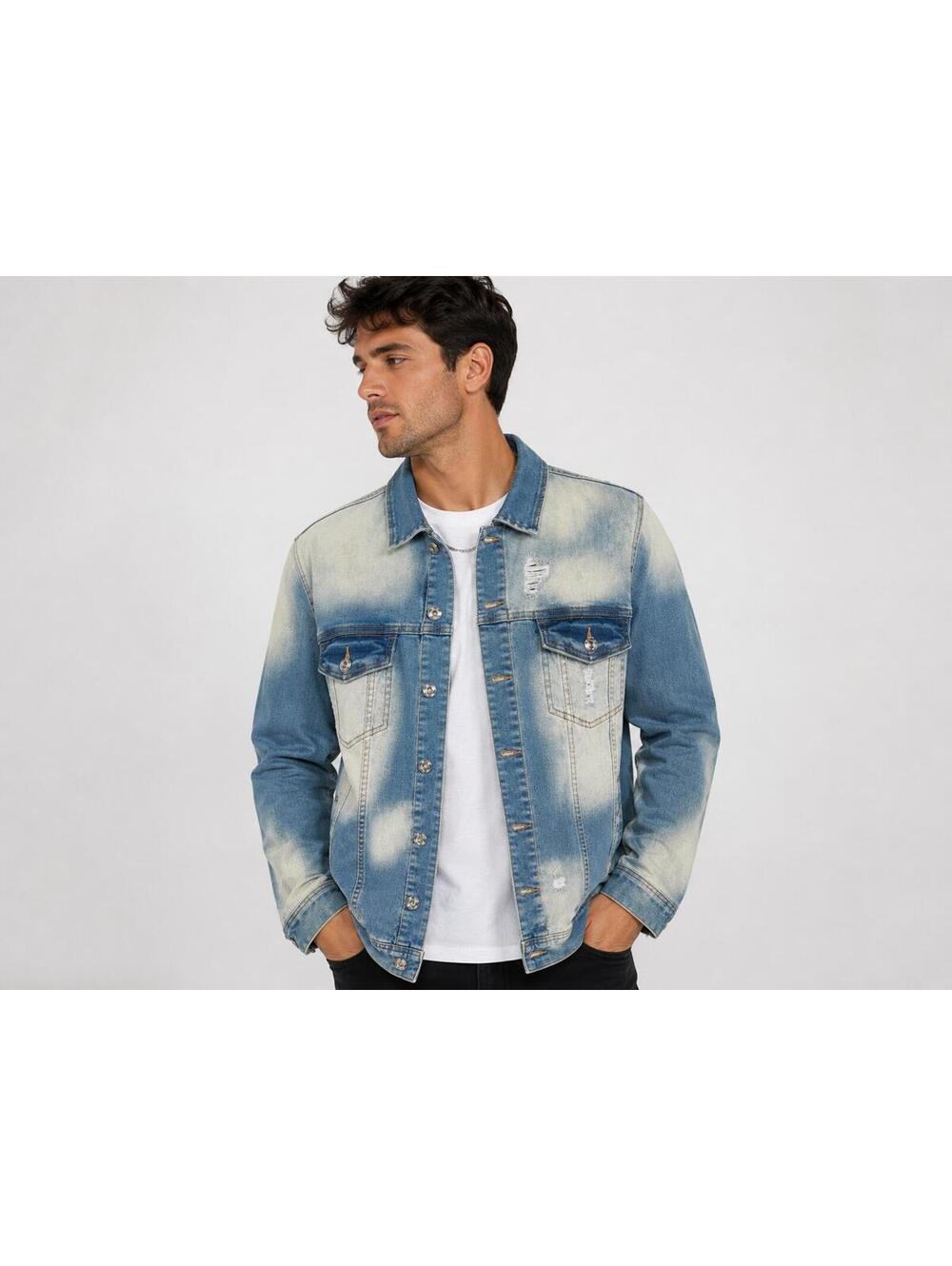 Rockstar Original Thrashed Distressed Denim Jacket Light Wash Men's XXL